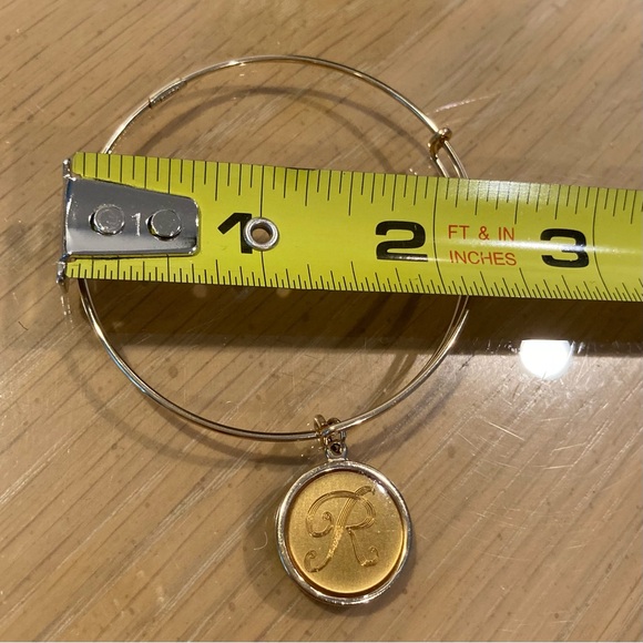 Alex and Ani 14K gold filled initial “R” charm on adjustable bangle bracelet. - Picture 13 of 13